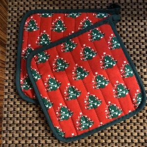 Set of 2 Waechtersbach ‘Christmas Tree’ Pattern Potholders New 1980/90s Vintage